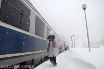 Circulaţie în condiţii de iarnă pe reţeaua feroviară din sud-vest, nord şi centru. Se intervine pe anumite rute, unde copacii au căzut pe liniile de contact