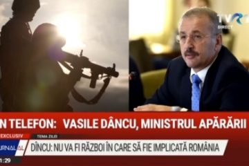 Ministrul Apărării, Vasile Dîncu, la TVR 1: Nu va fi război, este clar, în care să fie implicată România. România e doar parte a NATO și reacționează împreună cu Alianța, în armonie și într-o strategie foarte coerentă