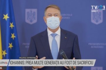 Președintele Klaus Iohannis: La trei decenii de la Revoluție, România a intrat complet nepregătită într-o criză sanitară fără precedent