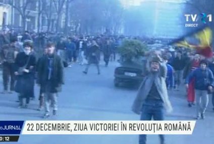 22 decembrie 1989, ziua victoriei pentru Revoluția română, prima transmisă în direct la televiziune. Comemorare la troița TVR