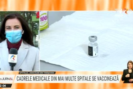 Imunizarea cadrelor medicale decurge foarte bine în județul Timiș. Până la sfârșitul anului vor fi vaccinate încă 1000 de persoane, pe lângă cele 415 imunizate înainte de Crăciun