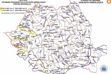 Cod portocaliu de inundaţii pe râuri din judeţele Caraş-Severin, Timiş, Gorj şi Dolj