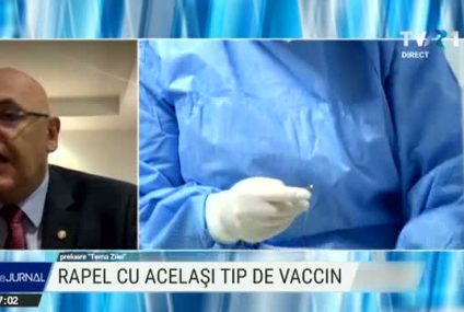 Raed Arafat, la TVR: Jumătate din cantitatea de doze primite este păstrată pentru rapel. „Eu m-am vaccinat cu Pfizer BioNTech, a doua doză pe care o primesc trebuie să fie de la PfizerBioNTech”