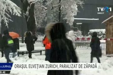 Orașul elvețian Zurich, paralizat de zăpadă