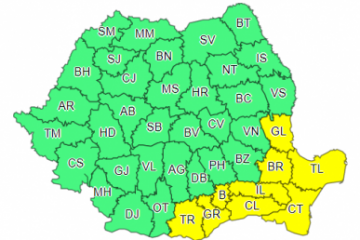 Cod galben de ninsori şi viscol în opt judeţe, inclusiv în Capitală, până miercuri seara