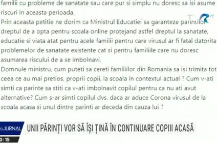 Părinții care doresc să-și țină copiii acasă și după deschiderea școlilor apelează la avocați sau la petiții online