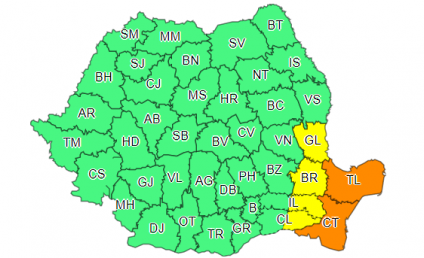 Cod portocaliu de ninsori şi viscol în judeţele Constanţa şi Tulcea. Alte patru județe, sub Cod galben
