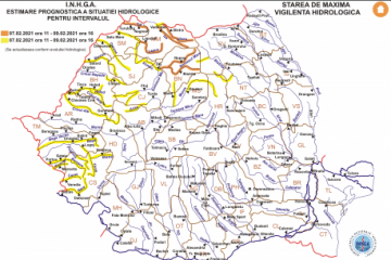 Cod portocaliu de inundații pe râuri din Satu-Mare, Maramureș, Bistrița-Năsăud, până marți; Cod galben pe alte 20 de cursuri