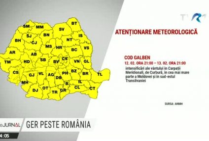 Cod galben de ger în toată țara, până luni dimineaţă