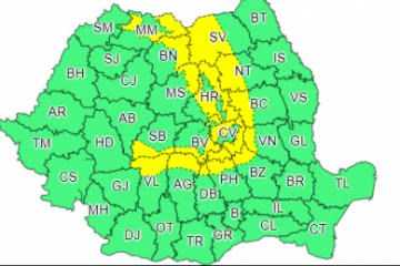 Atenţionare Cod galben de ninsori moderate cantitativ şi viscol pentru 16 judeţe, până sâmbătă după-amiază