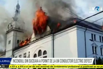 Incendiul de la Palatul Administrativ din Suceava a izbucnit din cauza unui conductor electric defect