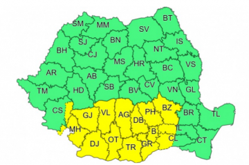 Informare meteo de ninsori slabe în întreaga țară și cod galben în sud, până joi dimineață. Vremea va fi deosebit de rece miercuri şi joi, cu precădere în regiunile sudice