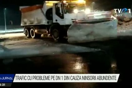 Trafic îngreunat în mai multe județe din cauza ninsorilor abundente