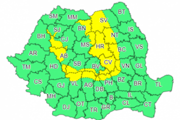 Cod galben de ninsori în Munţii Apuseni şi în Carpaţii Meridionali şi Orientali, risc maxim de avalanşă în masivul Ceahlău. Precipitaţii în restul ţării