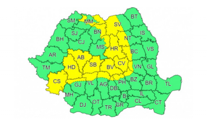 Încă un val de aer rece peste toată țara. Va ninge în mai multe regiuni. O informare și un cod galben emise de ANM