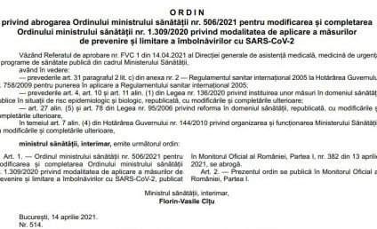 Premierul Cîţu a abrogat ordinul ministrului Sănătăţii privind stabilirea unor noi reguli pentru carantinare