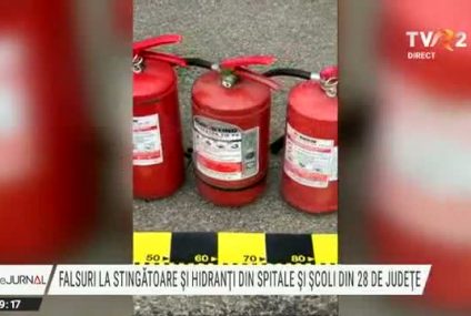 Au luat bani pentru stingătoare neverificate și neîncărcate, plasate în spitale, în școli și chiar la TAROM. Mai multe persoane reținute după peste 200 de percheziții