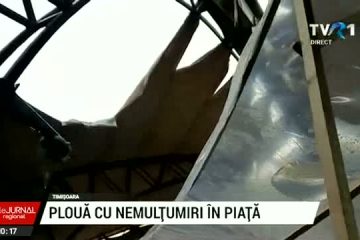 Situație revoltătoare în cea mai mare piață de flori din Timișoara. În interiorul pieței plouă la fel de tare ca afară, din cauza copertinei care a fost distrusă de incendiul din februarie