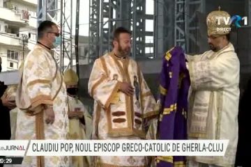 Ceremonie impresionantă la înscăunarea noului Episcop al Eparhiei Greco-Catolice de Cluj-Gherla. Claudiu Lucian Pop a studiat la Roma și a slujit pentru o vreme în parohia Sfântul Gheorghe, a românilor din Paris