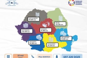 O nouă tranşă de aproape 700.000 de noi doze de vaccin Pfizer sosește  luni în România
