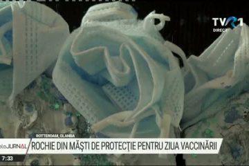 Ținută specială pentru ziua vaccinării: rochie confecționată în întregime din măști de protecție