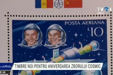 Timbre noi pentru aniversarea zborului cosmic. Echipa Telejurnalului le-a filmat, în exclusivitate, încă din tipografie. Dumitru Prunariu: „Odată ajuns pe un timbru, rămâi veșnic”