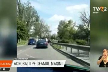 Galați: Acrobații pe geamul mașinii. Poliția rutieră s-a autosesizat