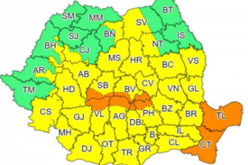 Ploi în toată țara. În Dobrogea şi în centrul ţării este cod portocaliu de precipitații abundente. Vreme rece și în București