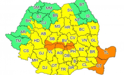 Ploi în toată țara. În Dobrogea şi în centrul ţării este cod portocaliu de precipitații abundente. Vreme rece și în București