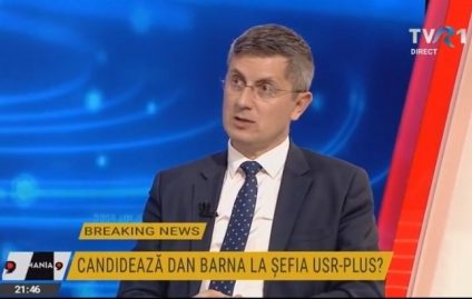 Dan Barna, la TVR: Congres USR PLUS, în prima sâmbătă din octombrie