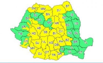 ANM: Cod galben de vijelii, astăzi, în Oltenia, Maramureş, nordul Moldovei, local în Muntenia şi în Transilvania și în zonele de munte