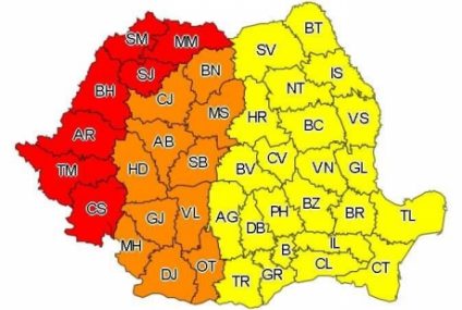 Cod roșu și alertă în vestul țării, unde va fi cea mai călduroasă zi de iunie din 1938. Cod galben de instabilitate atmosferică în zonele de munte din Dobrogea, Moldova şi Muntenia