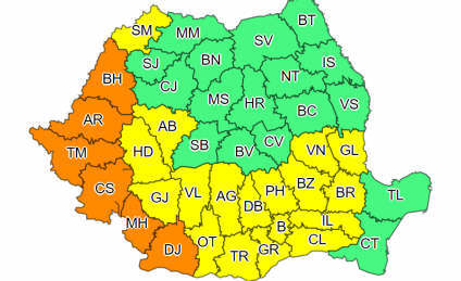 Noi avertizări Cod galben şi Cod portocaliu de caniculă şi vreme instabilă în mare parte din ţară