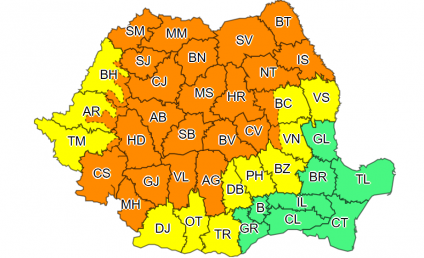 Noi avertizări Cod galben şi Cod portocaliu de vreme instabilă, dar şi de caniculă. Sunt vizate 33 de judeţe