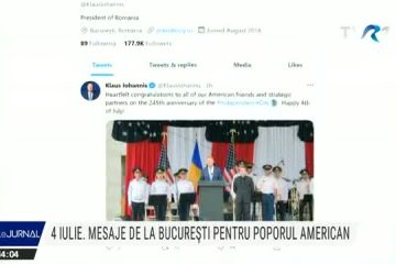 Mesaje de Ziua Independenţei SUA | Președintele Iohannis: Sincere felicitări tuturor prietenilor şi partenerilor noştri strategici americani; Premierul Cîțu: Felicitări unei mari naţiuni, unui partener strategic