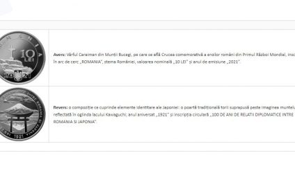 BNR lansează o monedă din argint cu tema 100 de ani de relaţii diplomatice între România şi Japonia