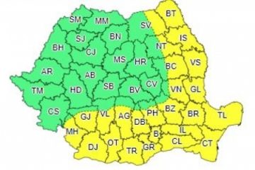Cod galben de caniculă în 25 de judeţe din sud şi est, inclusiv în București, sâmbătă şi duminică