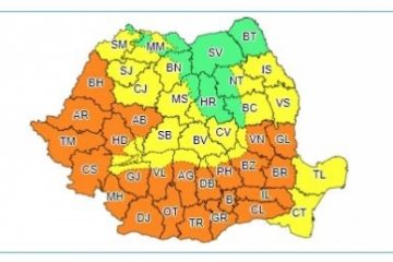 Noi avertizări ANM pentru astăzi: Cod galben și portocaliu de căldură şi disconfort termic ridicat în aproape toată ţara, vijelii și ploi torențiale în vestul, centrul și nordul țării