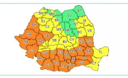 Noi avertizări ANM pentru astăzi: Cod galben și portocaliu de căldură şi disconfort termic ridicat în aproape toată ţara, vijelii și ploi torențiale în vestul, centrul și nordul țării