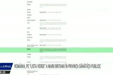 Guvernul britanic a plasat România pe lista verde a statelor cu risc epidemiologic scăzut