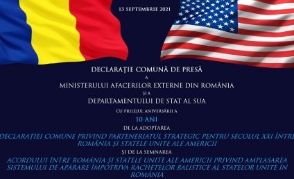 România şi SUA vor întâmpina provocările viitorului împreună, ca prieteni şi aliaţi (declaraţie comună a MAE român și a Departamentului de Stat din SUA)
