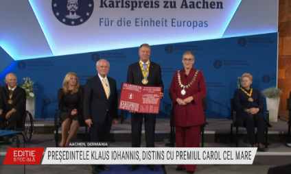 Preşedintele României, distins cu Premiul internațional Carol cel Mare pentru 2020, la Aachen. Klaus Iohannis: Acest premiu îmi reamintește de valoarea UE pentru statele membre, pentru cetățeni și pentru istoria acestui continent