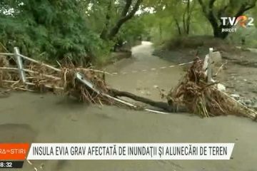 După o vară de coșmar, insula grecească Evia este grav afectată de inundaţii şi alunecări de teren