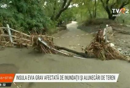După o vară de coșmar, insula grecească Evia este grav afectată de inundaţii şi alunecări de teren