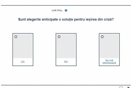 Consideraţi că alegerile anticipate reprezintă soluţia ieşirii din criza politică prelungită care afectează România? Votaţi AICI la „Referendum”