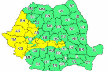 Cod galben de vânt puternic pentru 16 judeţe. Informare meteo de ploi moderate pentru vestul și nord-vestul ţării