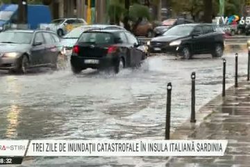 Dezastru în Sardinia, în urma ploilor torențiale. Oameni surprinși de creșterea bruscă a nivelului apelor s-au urcat în copaci pentru a supraviețui până la venirea pompierilor