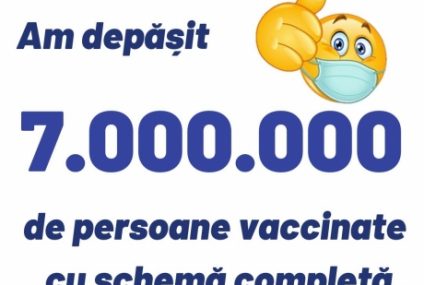 Un nou prag pentru revenirea la normalitate: Peste 7.000.000 de persoane sunt vaccinate cu schemă completă în România