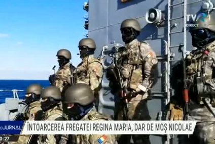 Întoarcerea fregatei „Regina Maria” din misiunea NATO, dar de Moș Nicolae pentru familiile militarilor