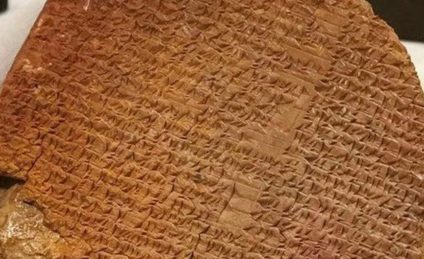 O tăbliţă de lut veche de 3500 de ani, conţinând fragmente din ”Epopeea lui Ghilgameş”, expusă în Irak. Artefactul a fost restituit de SUA